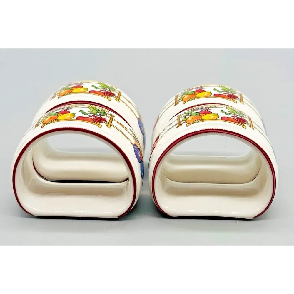 Villeroy Boch Mon Jardin Napkin‎ Ring Lot of 4 Fruit Lemon Orange Grapes